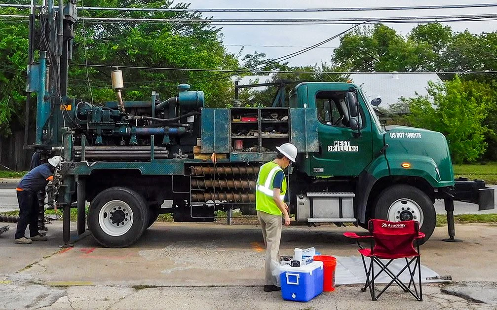Field drilling and subsurface investigation truck at a project site
